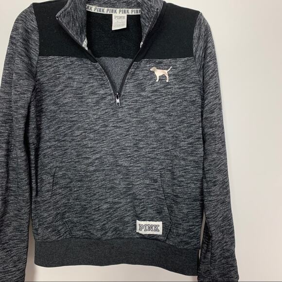 VS Pink Grey Quarter Zip Pullover Sweatshirt XS - Picture 5 of 5